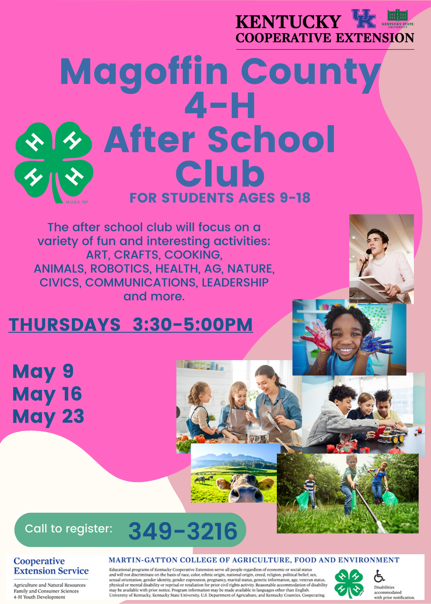 May 4-H After School Club Flyer