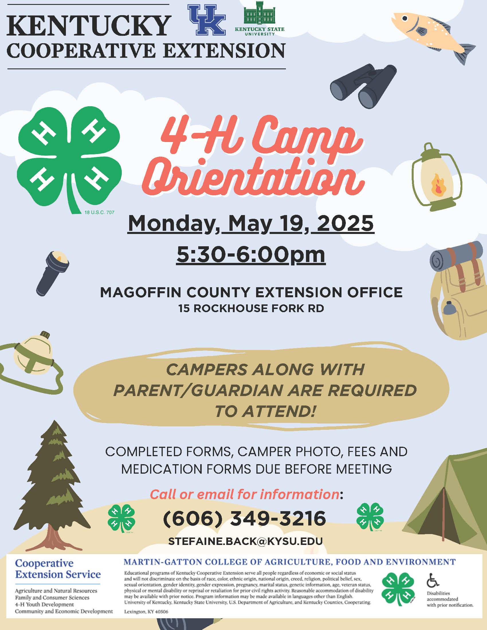 4-H Camp Orientation Flyer