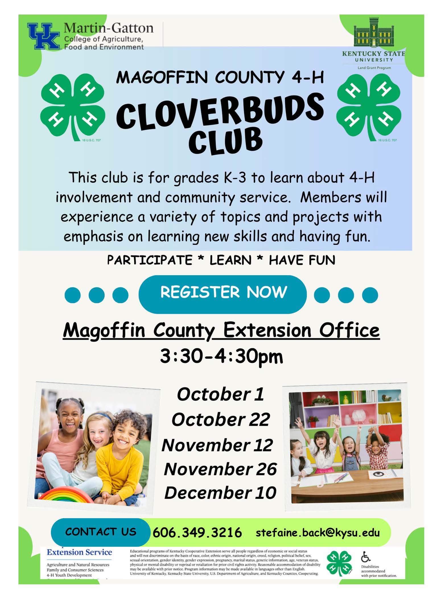 4-H Cloverbuds Club Flyer