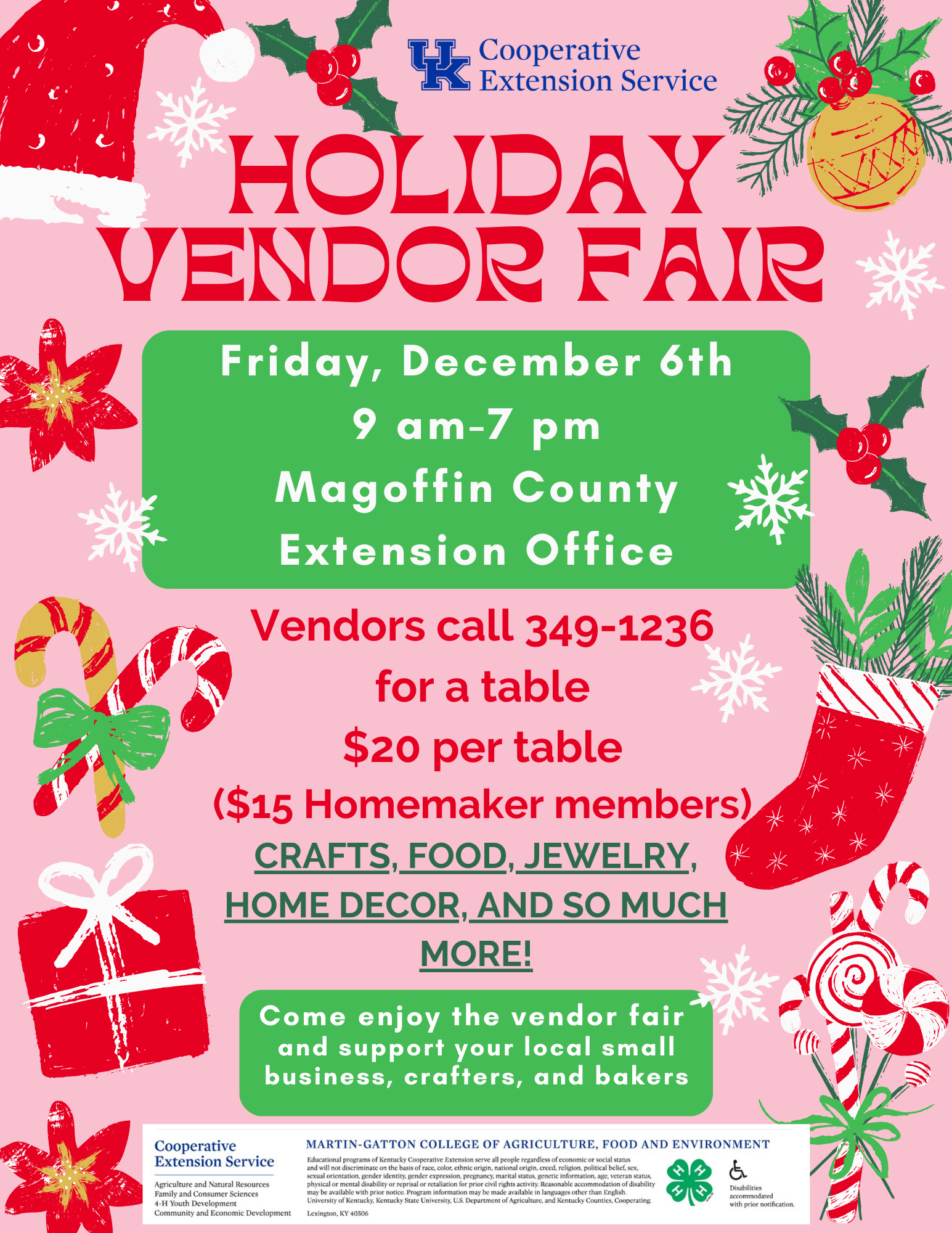 Holiday Vendor Fair Information