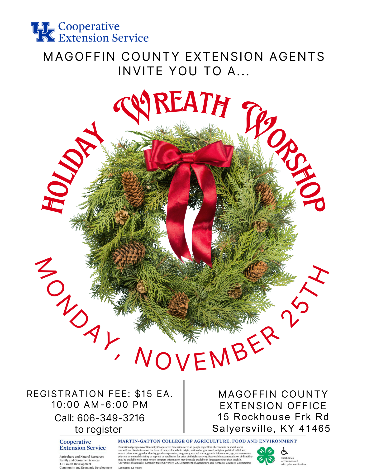 Holiday Wreath Workshop Flyer