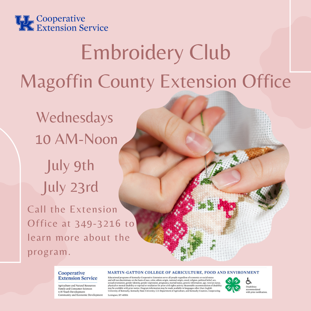 July Embroidery Club Information