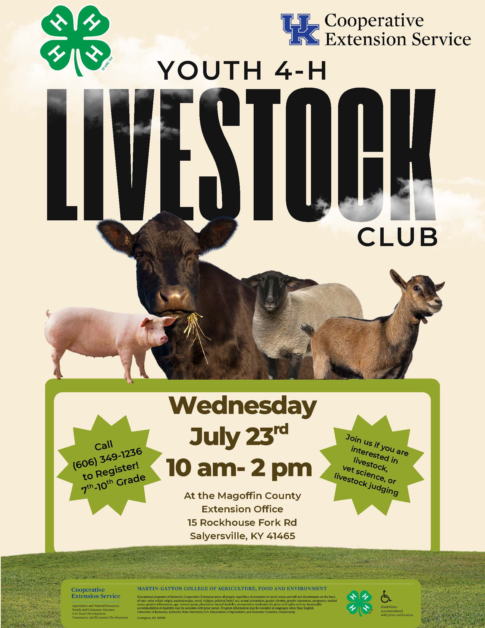 4-H Youth Livestock Club Information 