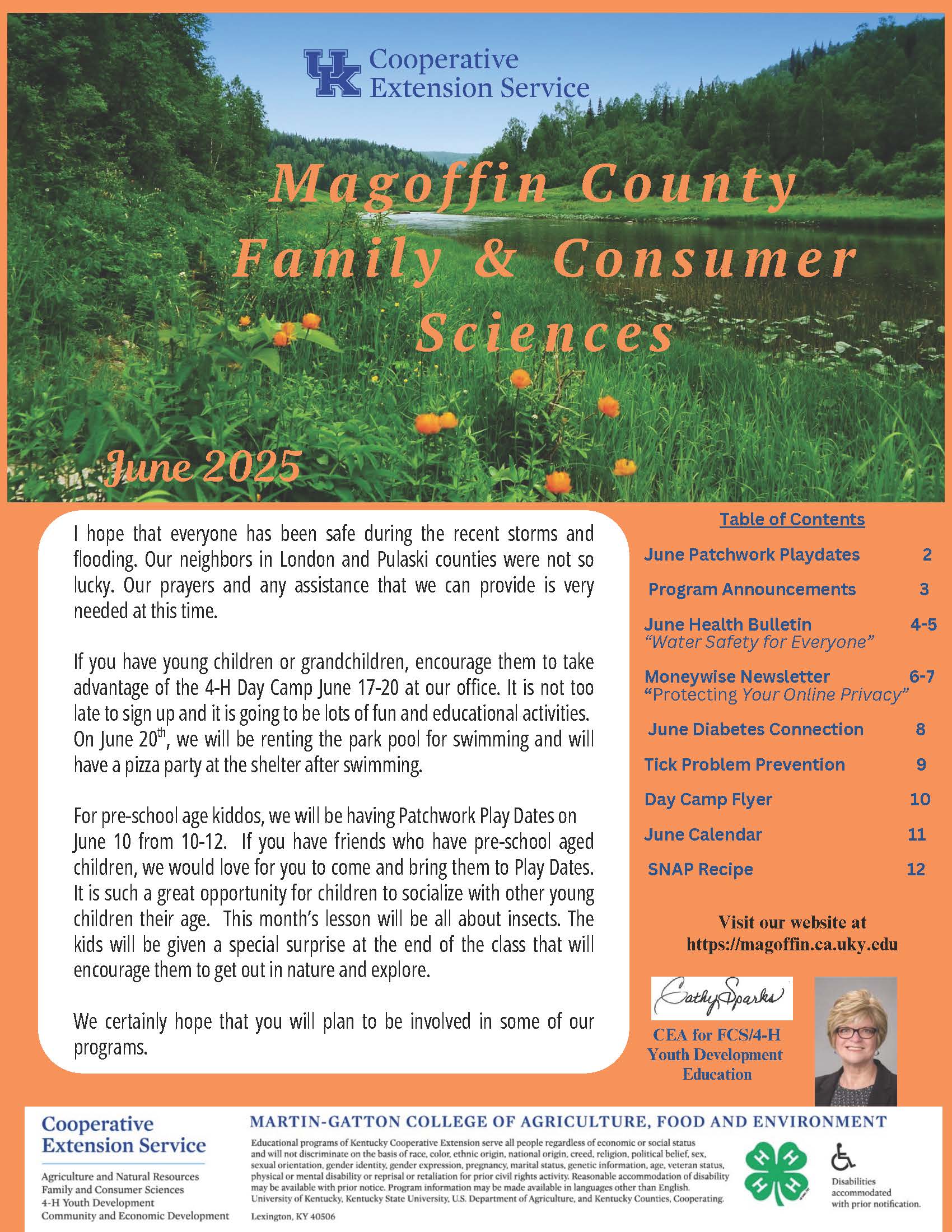 Front page of FCS June Newsletter
