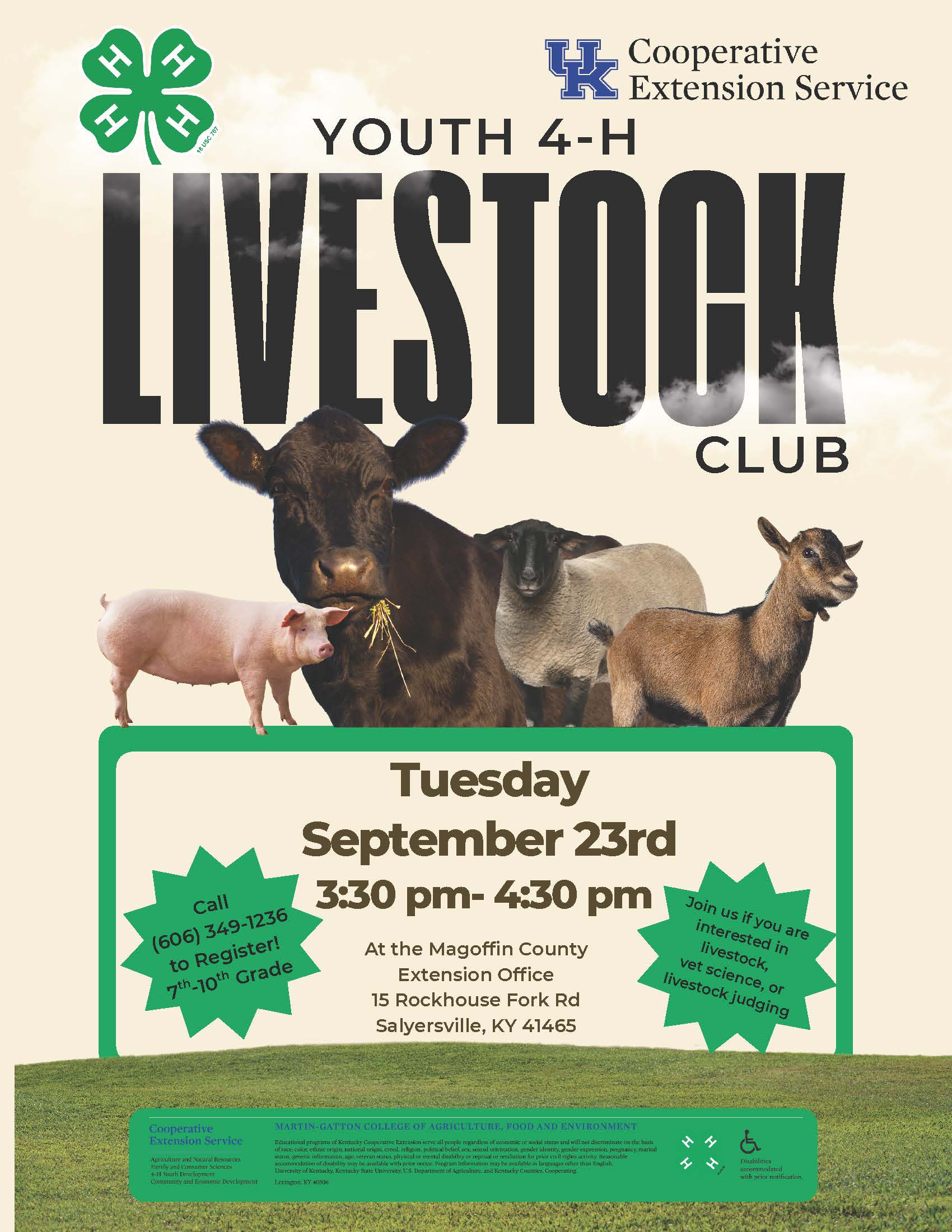 4-H Livestock Club flyer