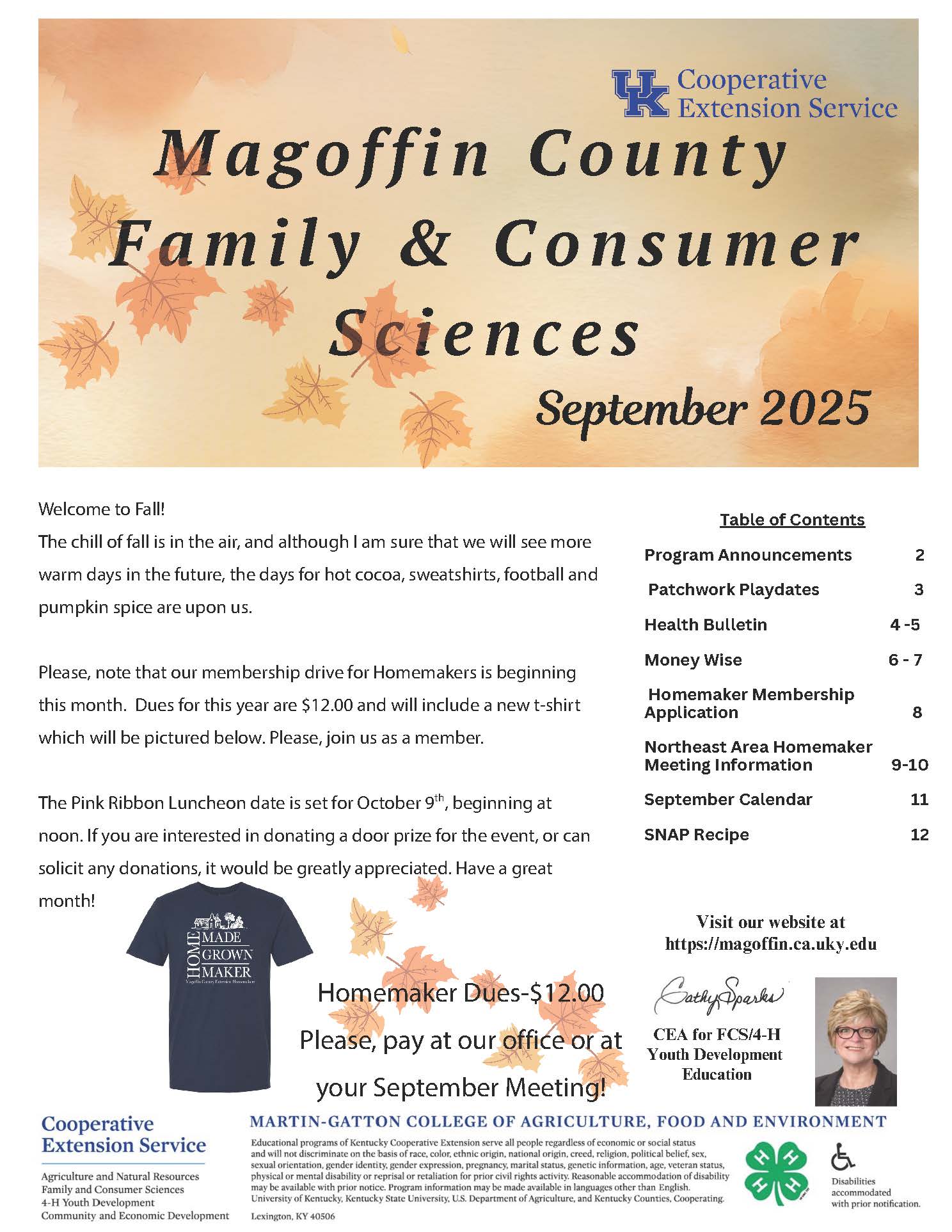 Front page of FCS September 25 Newsletter